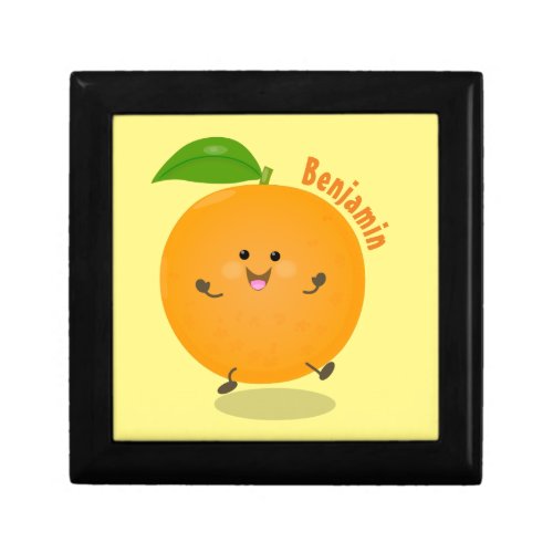 Cute dancing orange citrus fruit gift box