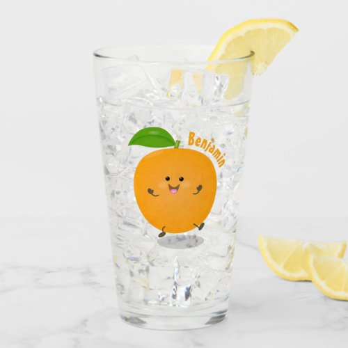 Cute dancing orange citrus fruit  glass