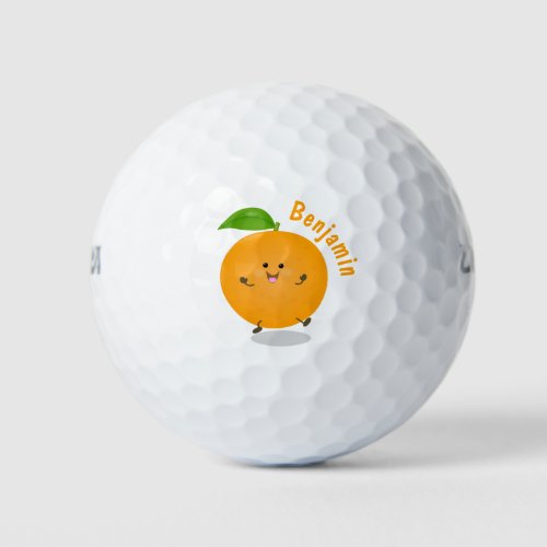 Cute dancing orange citrus fruit golf balls