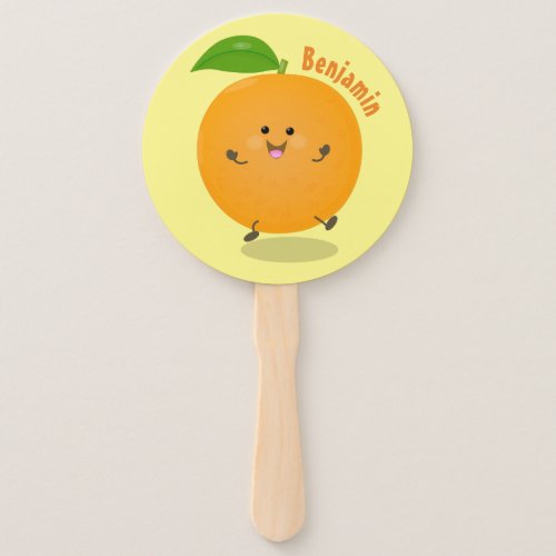 Cute dancing orange citrus fruit hand fan