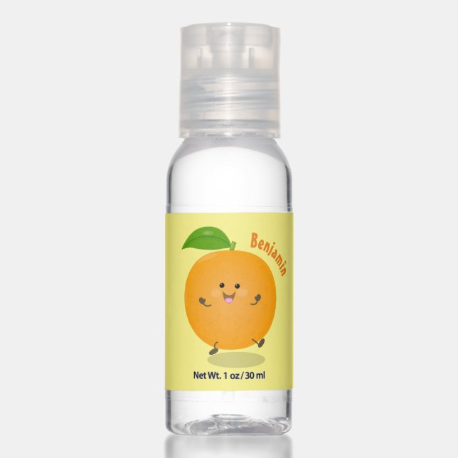 Cute dancing orange citrus fruit hand sanitizer (Front)