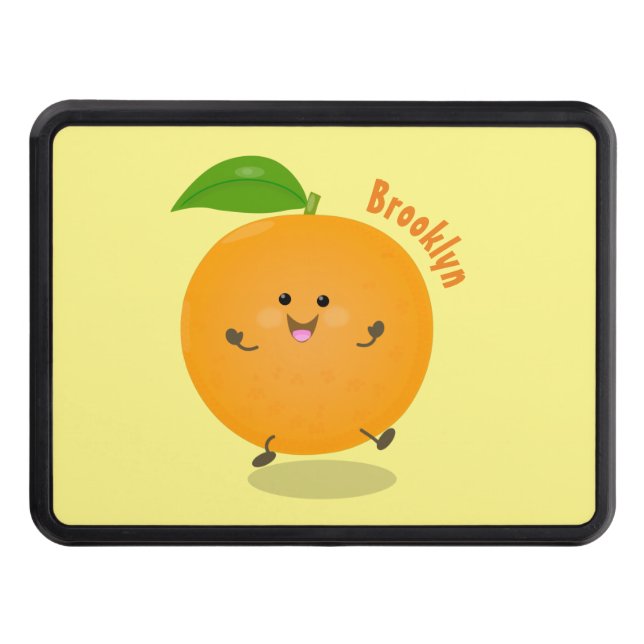 Cute dancing orange citrus fruit hitch cover (Front)
