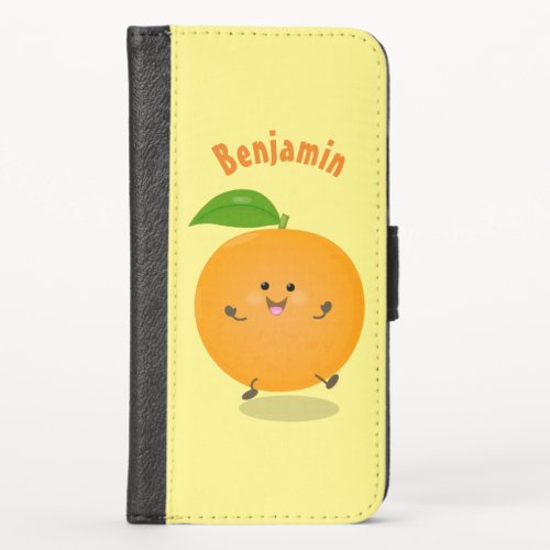 Cute dancing orange citrus fruit iPhone x wallet case