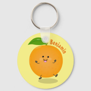 Cute dancing orange citrus fruit keychain