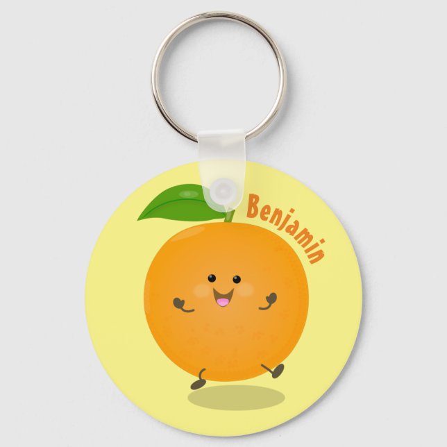 Cute dancing orange citrus fruit keychain (Front)