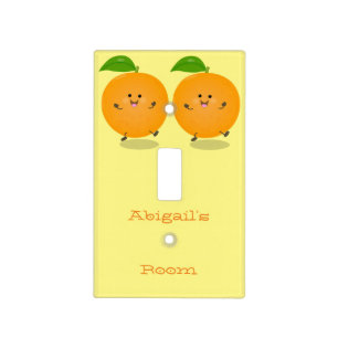 Cute dancing orange citrus fruit light switch cover