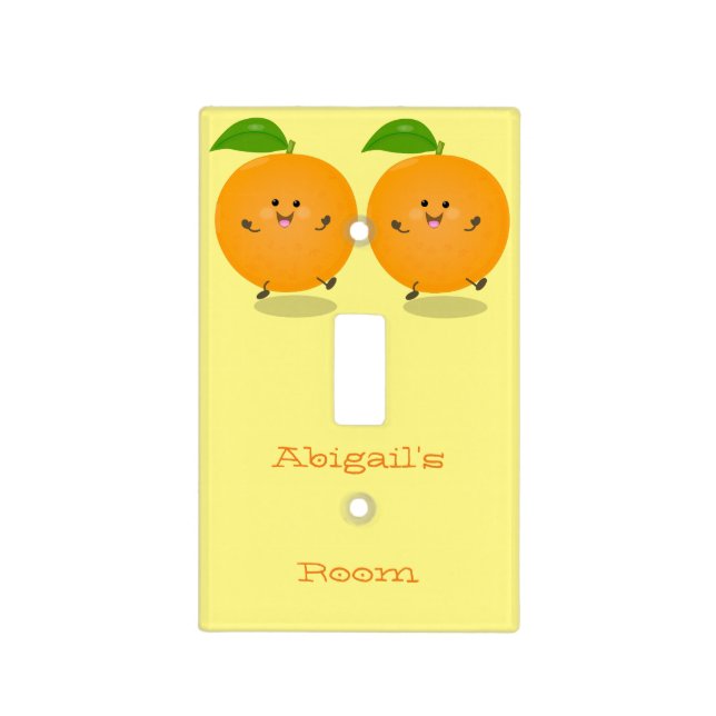 Cute dancing orange citrus fruit light switch cover (Front)