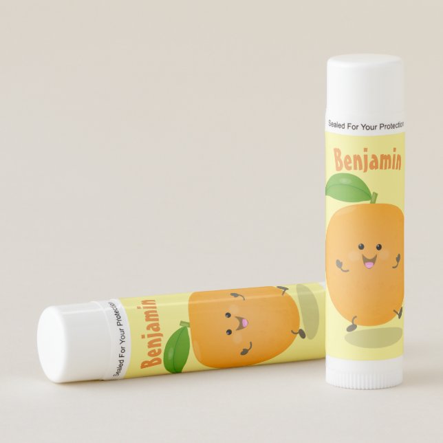 Cute dancing orange citrus fruit lip balm (Front)