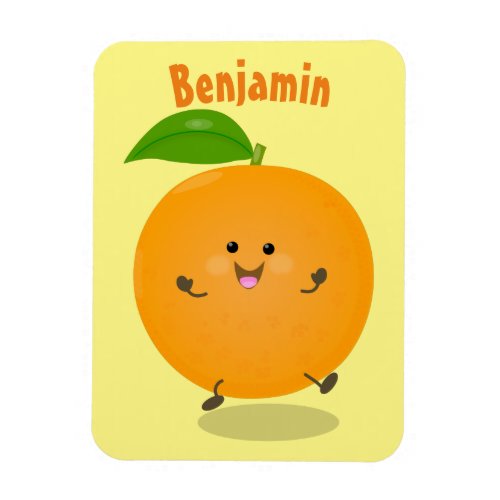 Cute dancing orange citrus fruit magnet