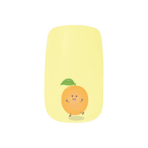 Cute dancing orange citrus fruit minx nail art