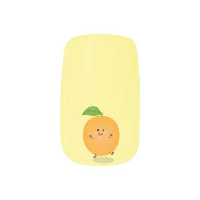 Cute dancing orange citrus fruit minx nail art (Left Thumb)