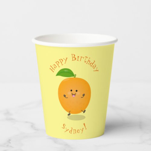 Cute dancing orange citrus fruit paper cups