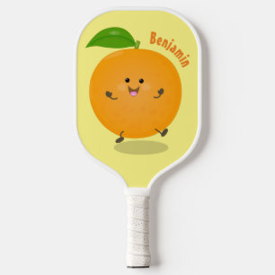 Cute dancing orange citrus fruit pickleball paddle