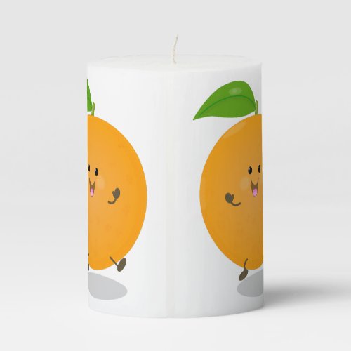 Cute dancing orange citrus fruit pillar candle