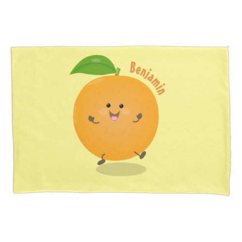 Cute dancing orange citrus fruit pillow case