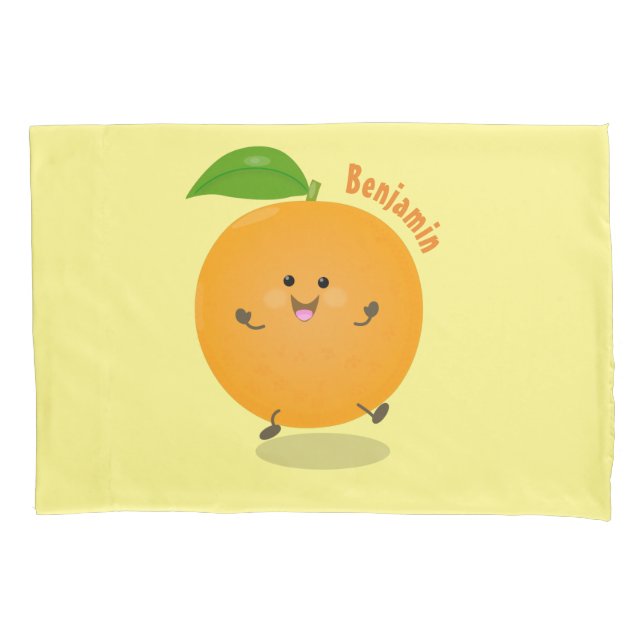 Cute dancing orange citrus fruit pillow case (Front)