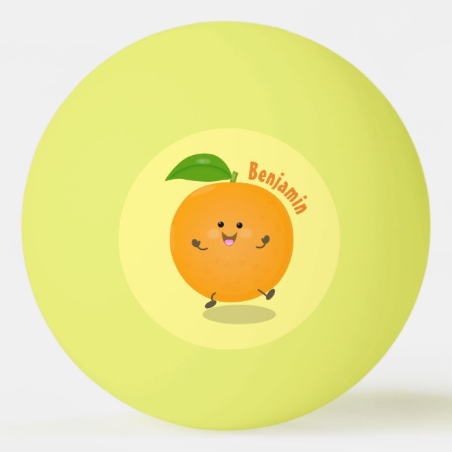 Cute dancing orange citrus fruit ping pong ball (Front)