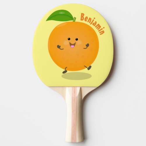 Cute dancing orange citrus fruit ping pong paddle