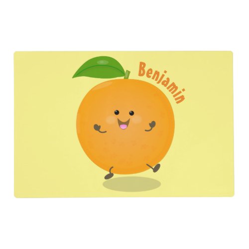 Cute dancing orange citrus fruit placemat