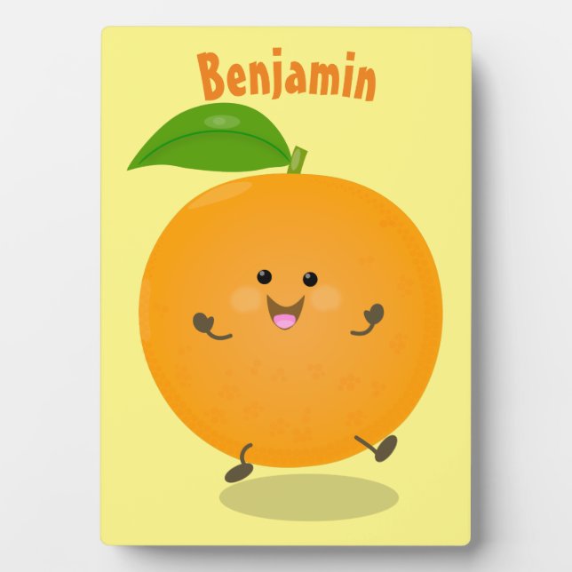 Cute dancing orange citrus fruit plaque (Front)