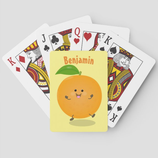 Cute dancing orange citrus fruit poker cards (Back)
