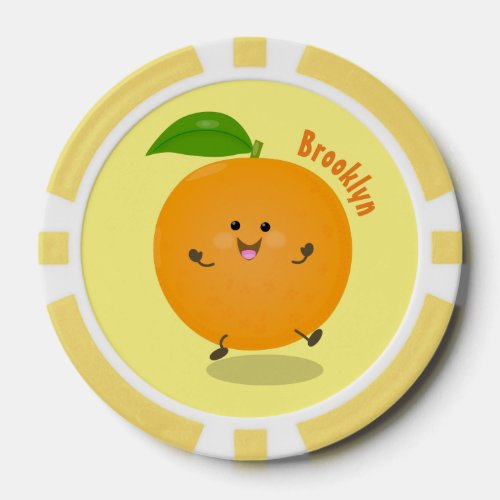 Cute dancing orange citrus fruit poker chips