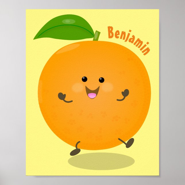 Cute dancing orange citrus fruit poster (Front)