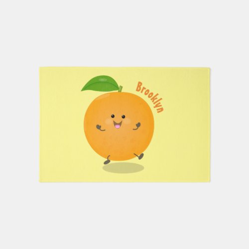 Cute dancing orange citrus fruit rug