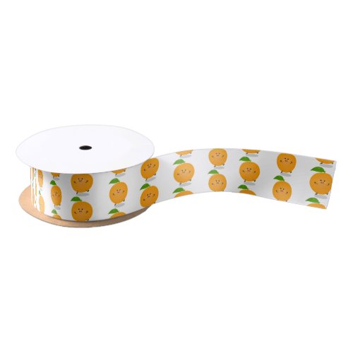 Cute dancing orange citrus fruit satin ribbon