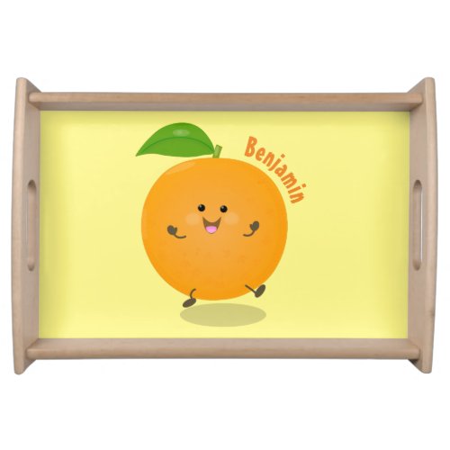 Cute dancing orange citrus fruit serving tray