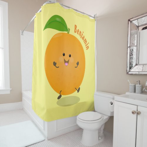 Cute dancing orange citrus fruit shower curtain