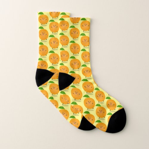 Cute dancing orange citrus fruit socks