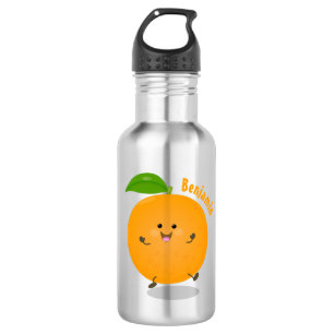Cute dancing orange citrus fruit stainless steel water bottle
