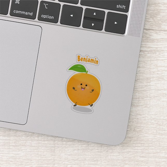 Cute dancing orange citrus fruit sticker (Detail)