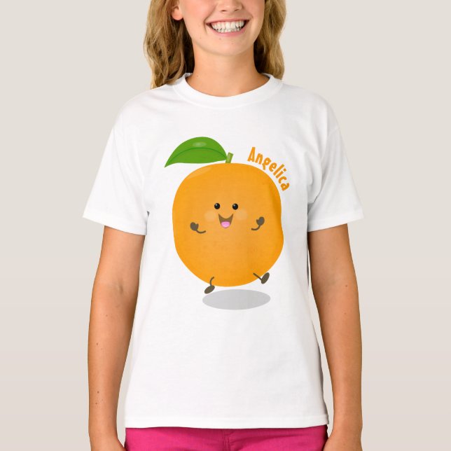 Cute dancing orange citrus fruit T-Shirt (Front)