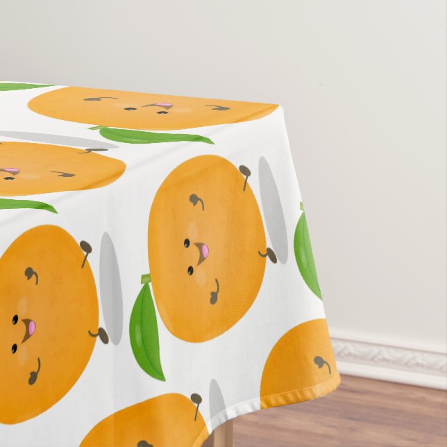 Cute dancing orange citrus fruit tablecloth (In Situ)