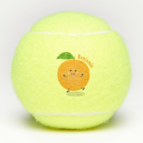 Cute dancing orange citrus fruit tennis balls