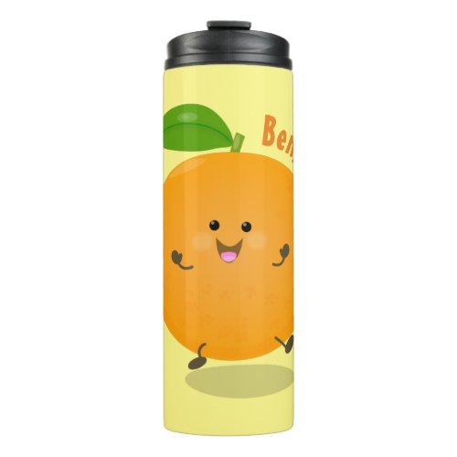 Cute dancing orange citrus fruit thermal tumbler