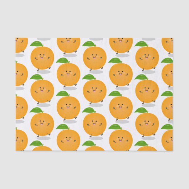 Cute dancing orange citrus fruit tissue paper (Front)