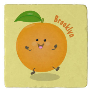 Cute dancing orange citrus fruit trivet