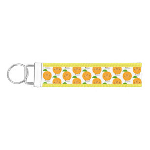 Cute dancing orange citrus fruit wrist keychain