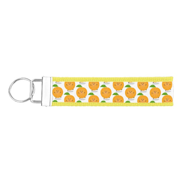 Cute dancing orange citrus fruit wrist keychain (Keys on Left)