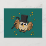 Cute Dancing Owl with Music Notes Cartoon