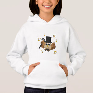 Cute Dancing Owl with Music Notes Cartoon Hoodie