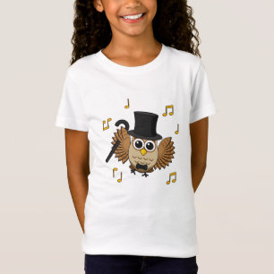 Cute Dancing Owl with Music Notes Cartoon T-Shirt