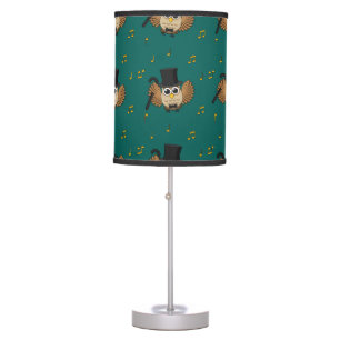 Cute Dancing Owl with Music Notes Cartoon Table Lamp