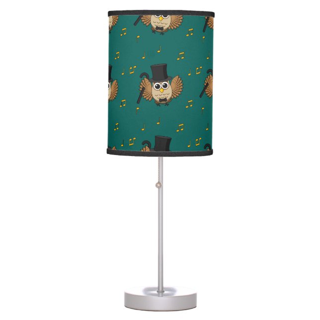 Cute Dancing Owl with Music Notes Cartoon Table Lamp (Front)