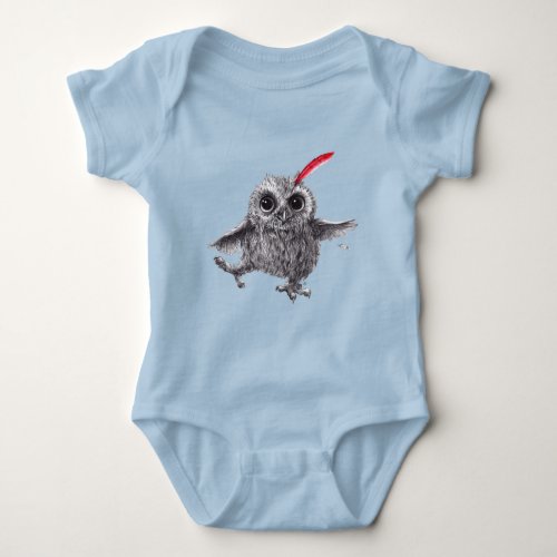 Cute Dancing Owl with Red Feather Baby Bodysuit