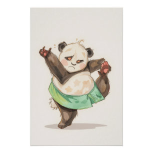 Cute Dancing Panda Poster Funny Cartoon Wall Art