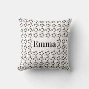 Cute Dancing Penguin Pattern Personalized Nursery Throw Pillow